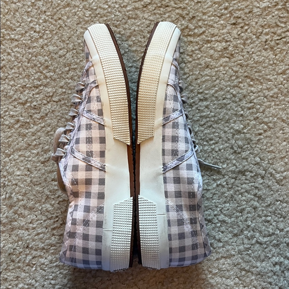 Superga Fabric Gray/White Checkered Gingham Sneakers - Picture 7 of 10